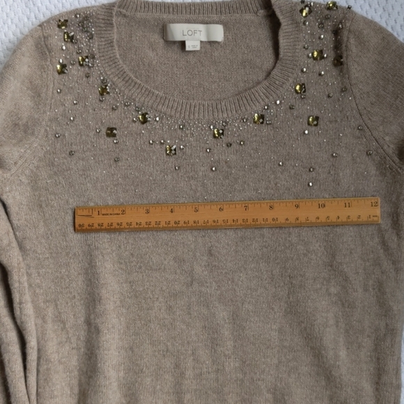 LOFT Rabbit Hair Rhinestone bling festive holiday party sweater  Small - Picture 3 of 10